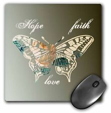 3dRose Hope, Faith and Love Gold Butterfly inspirational art MousePad picture
