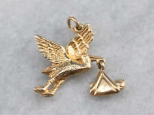 Vintage Gold Stork Charm Pendant picture
