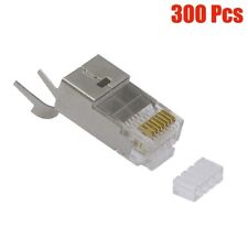 300Pcs Cat6 RJ45 Ethernet LAN Network Shielded Connector Plug 3-Prong Solid Wire picture
