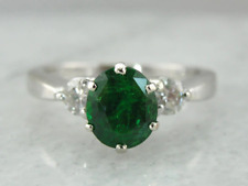Tsavorite Garnet, Gorgeous Three Stone Anniversary or Engagement Ring picture