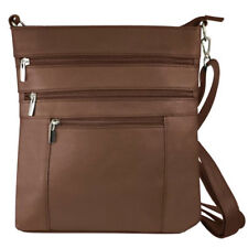 Silver Feve Italian Leather Shoulder Cross Body Bag Ipad Compatiable Brown picture