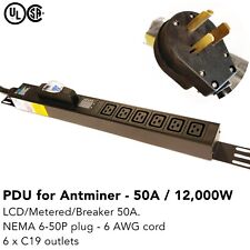 LCD Metered PDU 240V 50A NEMA 6-50P 6xC19 6 AWG Cryptocurrency Mining Antminer picture