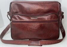 VTG Samsonite Silhouette Brown Leather Messenger Laptop Travel Bag 16” W/Strap picture