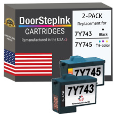 DoorStepInk Remanufactured in the USA Ink Cartridge for Dell 7Y743 7Y745 2 PK picture