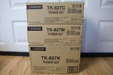 3 Genuine OEM Kyocera TK-827C TK-827M TK-827K Toners 2x  Cyan 1x Magenta picture