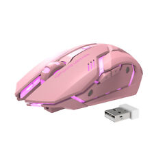 Wireless Mute Mouse 1600dpi 6 Keys Rechargeable Mechanical Gaming Mouse Pink picture
