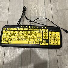 Rare Ezsee Low Vision Wired Keyboard Large Print Yellow Keys USB Vintage picture