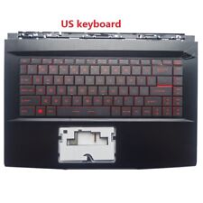 New for MSI GF63 MS-16R1 US English keyboard Palmrest Case Red backlit picture