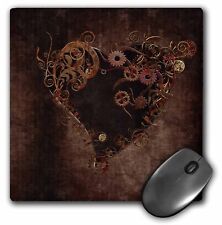 3dRose Decorated brown steam punk heart MousePad picture