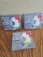 NEW SEALED Memorex Printable Blank CD-R 15 Pack 52x 700MB 80min W/ Jewel Cases picture
