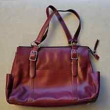Beautiful leather FOSSIL briefcase / laptop case in deep red. 16x12x4 picture