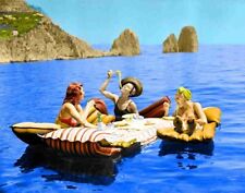 Capri Italy, 3 women eating spaghetti On Raft Mousepad Computer Mouse Pad  7 x 9 picture