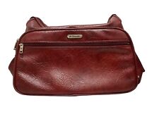VTG Samsonite Silhouette Red Leather Messenger Laptop Travel Bag W/ Strap picture