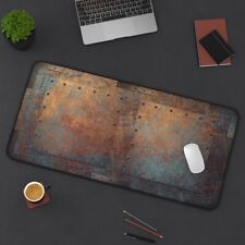 Steampunk Decor - Patinated, Weather Beaten, Riveted Copper Sheets Print DeskMat picture