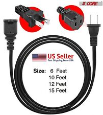5Core Premium Extension Cord AC 2 Prong Power Cord Cable 10, 12, 15 Foot LOT picture