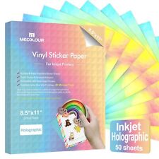 Holographic Sticker Paper Printable Rainbow Vinyl 50 Sheets 8.5 x 11 Inches f... picture