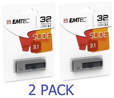 2 PACK Emtec 32GB Slide Flash Drive - USB 3.1 - Gray (ECMMD32GB253) - NEW™ picture