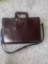 Top Grain Genuine Leather Burgundy Slim Briefcase With Top Handle Shoulder Strap picture