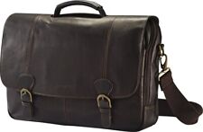 Samsonite Classic Leather Flapover Messanger Bag In Brown picture