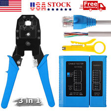 RJ45 Network Tester + 3-in-1 Cable Crimper + Stripper CAT5e/CAT6 Tool Kit picture