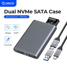 ORICO Dual Bay M.2 NVMe SATA SSD Enclosure USB3.2 10Gbps for PCIe M-Key, B&M Key picture