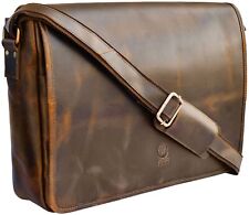 RUSTIC TOWN Leather Messenger Bag for Men Women - 16-inch One_Size, Brown  picture