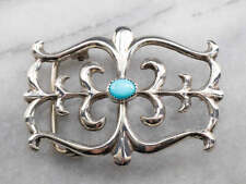 Southwestern Turquoise Sterling Silver Belt Buckle picture