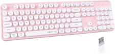 EYE-CATCHING Pink & White Keyboard Retro Round Keys, Wireless & USB ($24.99) picture
