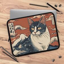Cat japanese art Laptop Sleeve, The Great Wave Cat Ukiyo-e style laptop case picture