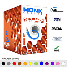 MonkCables Cat6 Plenum Solid Bare Copper 1000ft 550MHz 23AWG Cable in 10 Colors picture