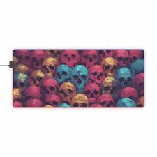 Colorful Skulls Desk Mat Office Decor Skeletons Theme LED Gaming Large Mouse Pad picture