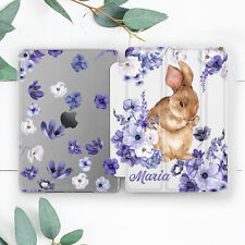 Custom Name Rabbit Flowers Cute Case For iPad 10.2 Pro 12.9 11 9.7 Air 4 5 Mini picture