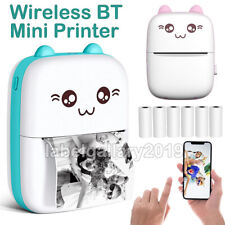 Portable Mini Thermal Printer Pocket Photo Printer Wireless Bluetooth w/ 6 Rolls picture