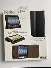 NEW Genuine Blk Leather Hard PortFolio Carrying Travel Case for iPad 2 & 3rd gen picture