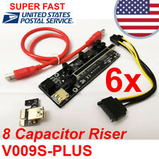 6 pack GPU Riser V009S-PLUS 8 capacitor PCE164p-N09 PCI-E 1X TO 16X USA MINERS picture
