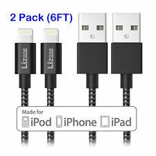2 Pack Lightning Cable 6Ft MFi Certified Black Flawless Apple iPhone iPad iPod picture