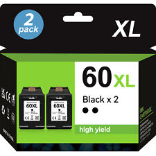 2 PK 60 XL Black Ink Cartridges CC641 For HP 60XL D2680 D1660 D2530 ENVY 100 110 picture