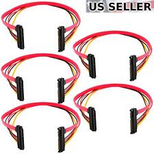 (5-pack) 15+7 Pin SATA HDD Extension Cable Data+Power Male to Female, 19