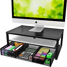 Metal Monitor Stand Riser and Computer Desk Organizer with Drawer  picture