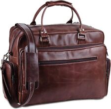 Handmade World Full Grain Leather Business Travel Briefcase Messenger Air...  picture