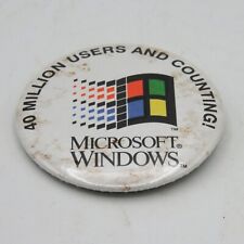 Vintage MICROSOFT WINDOWS Pin Pinback 40 MILLION USERS Badge Button 1980s XLNT picture