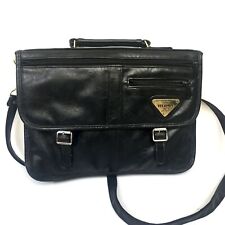 Vintage Italian Style Via Roma MP Design Bag Briefcase Laptop - Black Nappa  picture