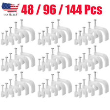 48~144 Round Cable Wire Clips for Wall, White, 4mm, 6mm, 8mm, 10mm, 14mm picture