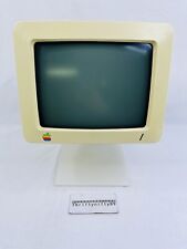 VINTAGE APPLE COMPUTER MONITOR MODEL G090H CRT  WITH APPLE STAND POWERS ON. picture