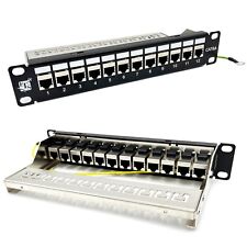 ETS 12 Port Patch Panel 10 inch Cat6A Inline Keystone, Feedthrough Coupler picture