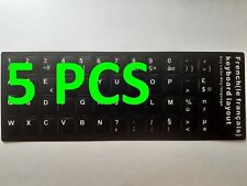 ✅ 5 PCS French Azerty Keyboard Sticker not transparent WHITE letters black backg picture