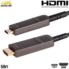 50FT USB-C 3.1 Type C to AOC HDMI Active Fiber Optic Video Cable 4K 60Hz Gold picture