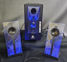 GOgroove BassPULSE 2.1 Computer Speakers Blue LED Glow Lights and Powered OpnBx picture