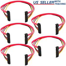 (5-pack) 15+7 Pin SATA HDD Extension Cable Data+Power Male to Female, 19