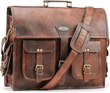 Handmade World Leather Messenger Bags For Men & Women Men's Briefcase 16 Inch  picture